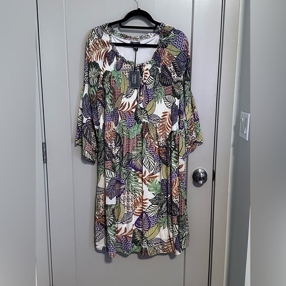 *Ninety Multicolor Leaf Print dress
